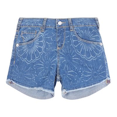 Levi's Girls' blue floral print denim shorts
